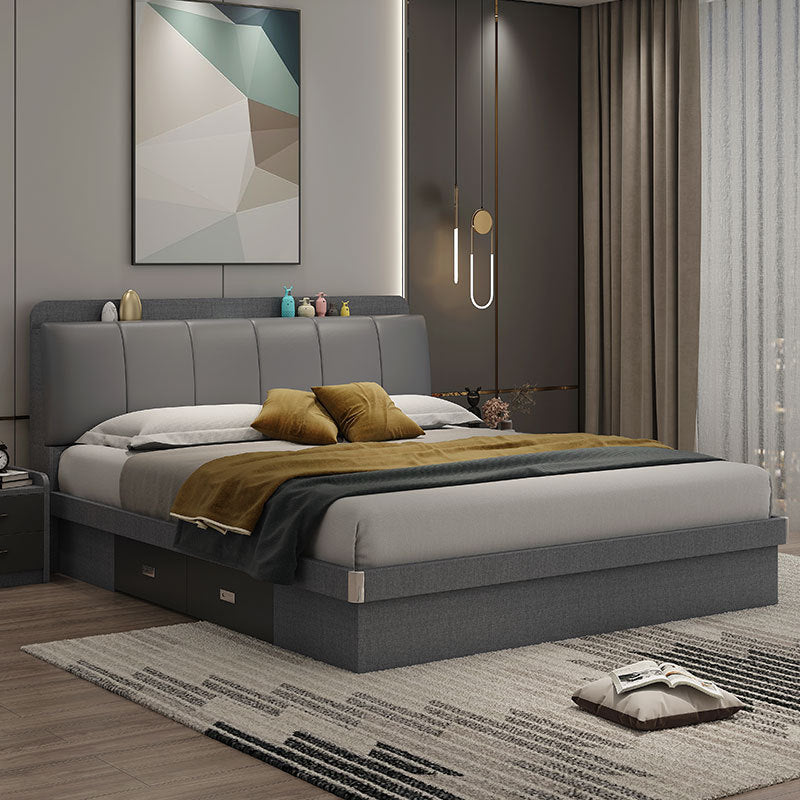 Leather Bed Master Bedroom Matching Double Bed Modern Minimalist with Drawers High Box Storage Bed1.5 Small Apartment Minimalist Wedding Bed