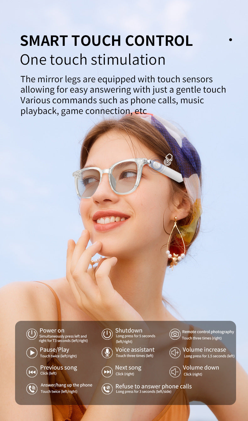 Non-Bone Conduction Bluetooth Glasses Open-Fit Smart Sunglasses Travel Driving Call Hands-Free Sun Protection Sunglasses