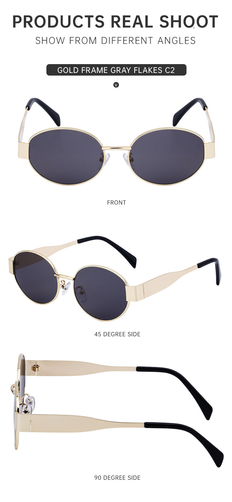 New European and American Fashion Oval Frame Sunglasses for Women High-end Sunglasses for Women Trendy Sunscreen Wholesale sunglass