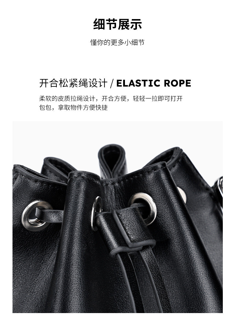 European and American Style Bucket Bag High-Quality Texture Fashion Women's Bag Drawstring Handbag Niche Versatile Shoulder Crossbody Bag for Women