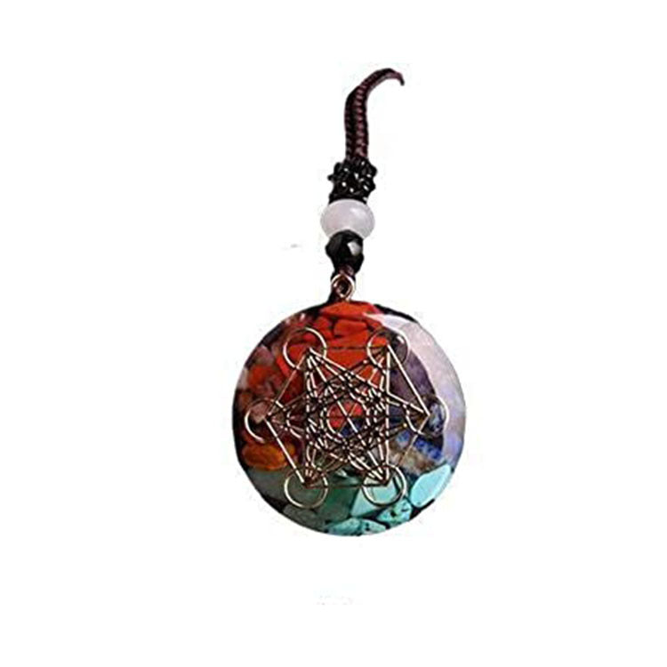 Men's Colorful Pendant Necklace Personalized Natural Crushed Stone Crystal Accessories Necklace Women's Colorful Crushed Stone Resin Necklace