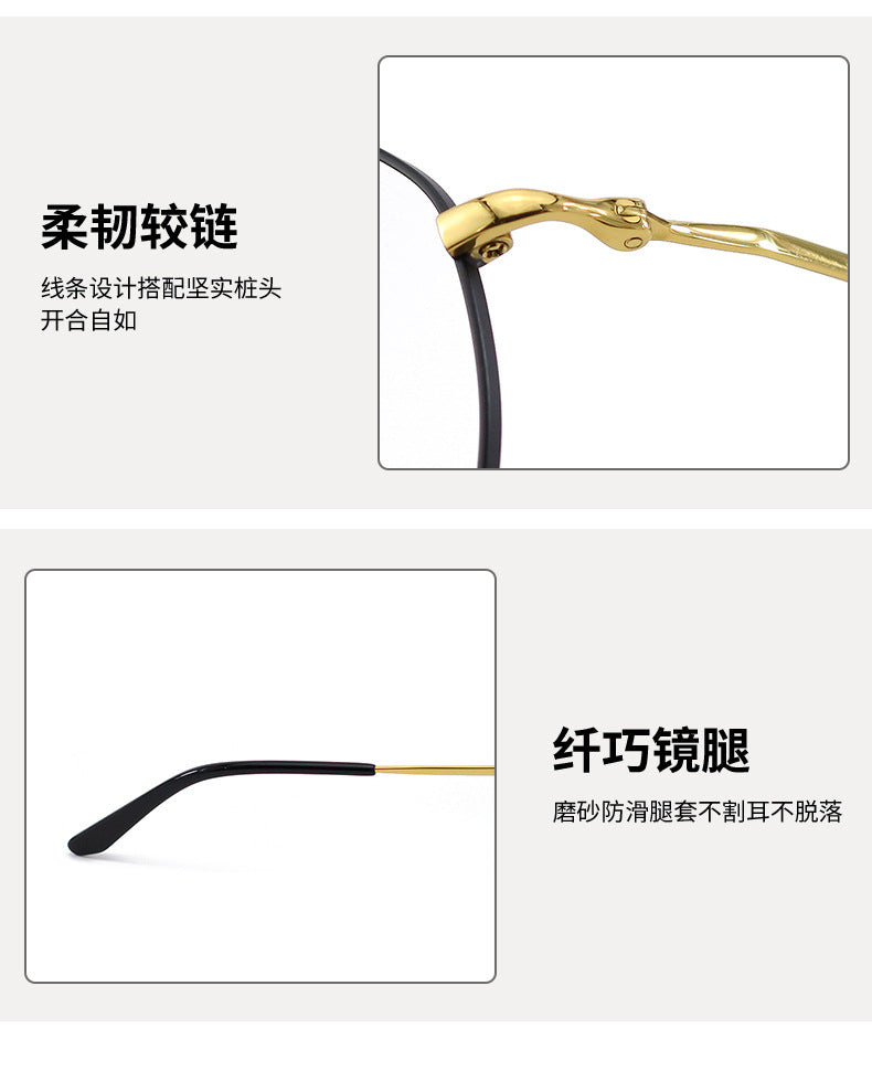 New Polygonal Retro Trend Titanium Frame Glasses Frame Two-tone Electroplated Unisex Plain Frame Metal Frame