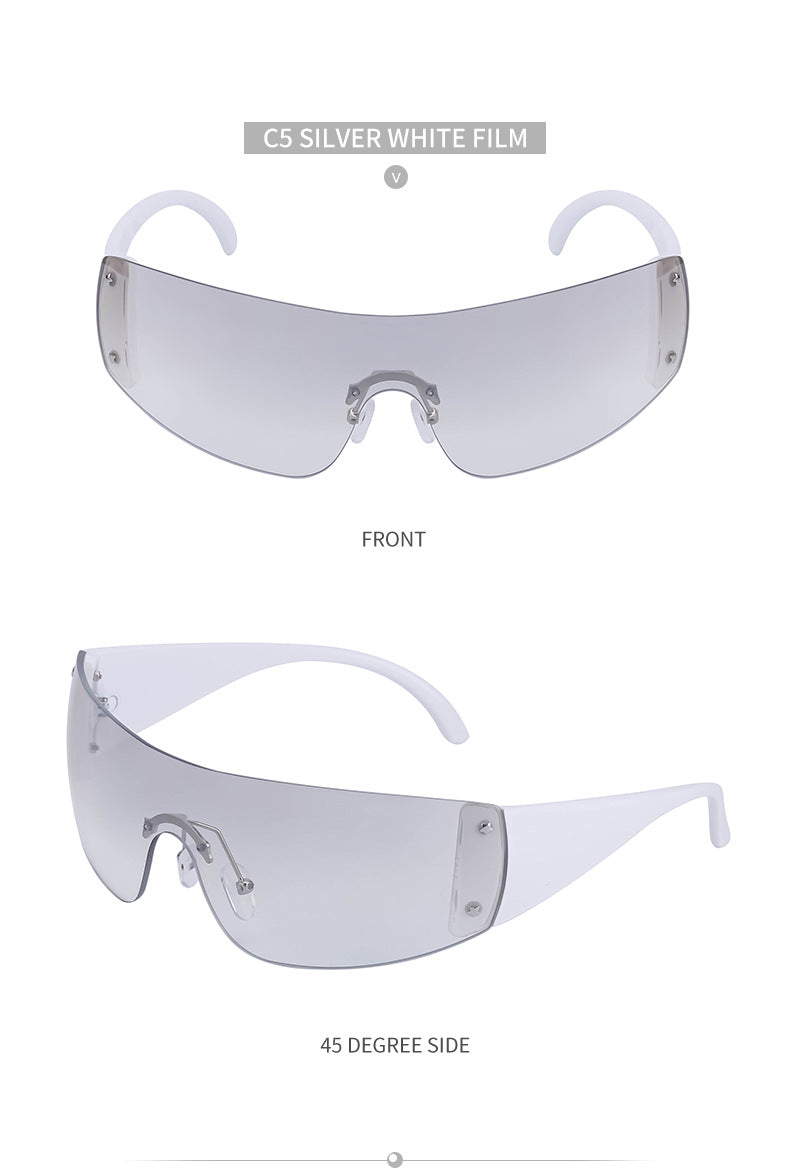 Women's trendy high-end windproof sunglasses Y2K Millennium Frameless Cycling Anti-UV Sunglasses Women's Wholesale