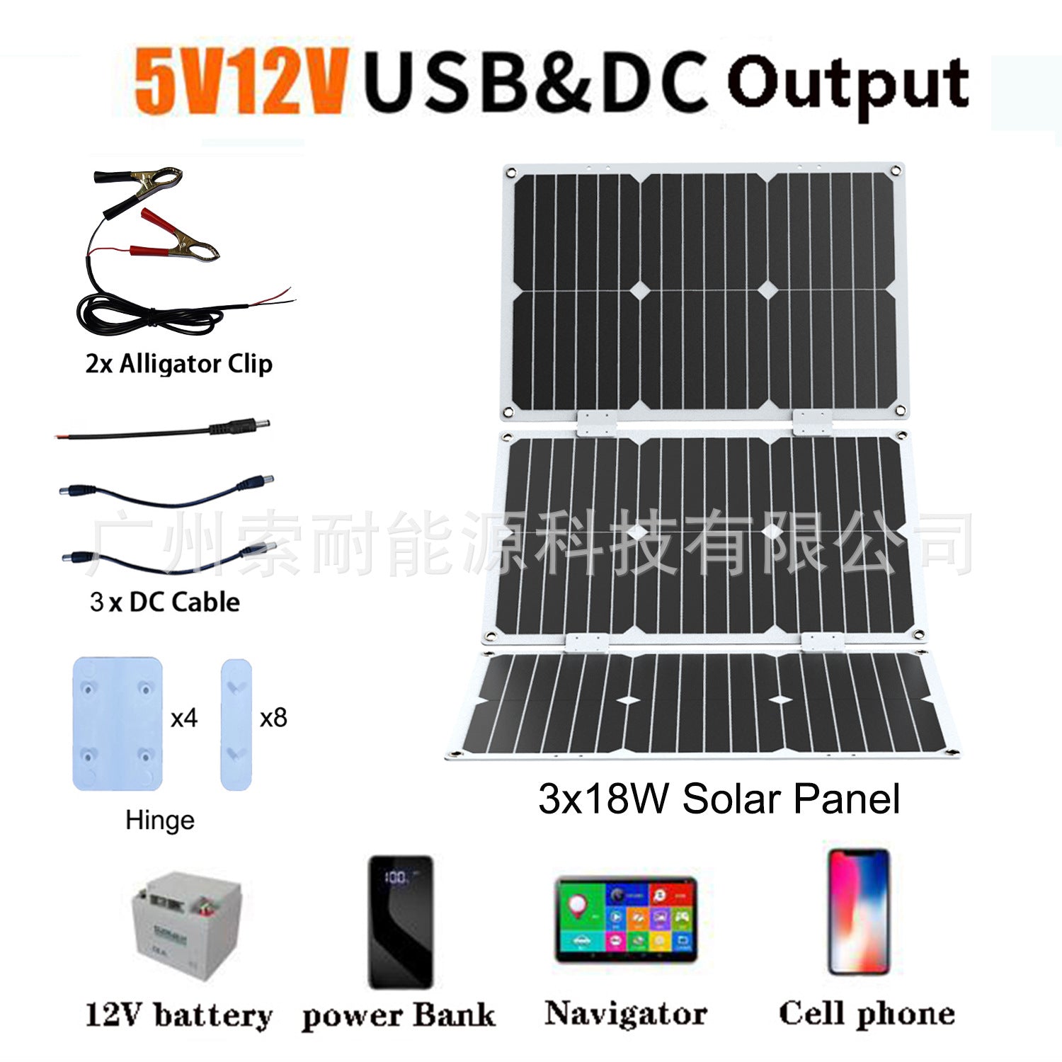 Solar panel54W Monocrystalline Solar Charging Panel 5V Double USB Mouth 12V/24V 30A Controller