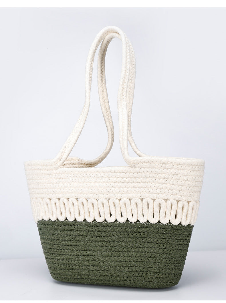 Single Shoulder Bag Hollow Summer Woven Bag New Large Capacity French Straw Bag Beach Vacation Beach Bag for Women