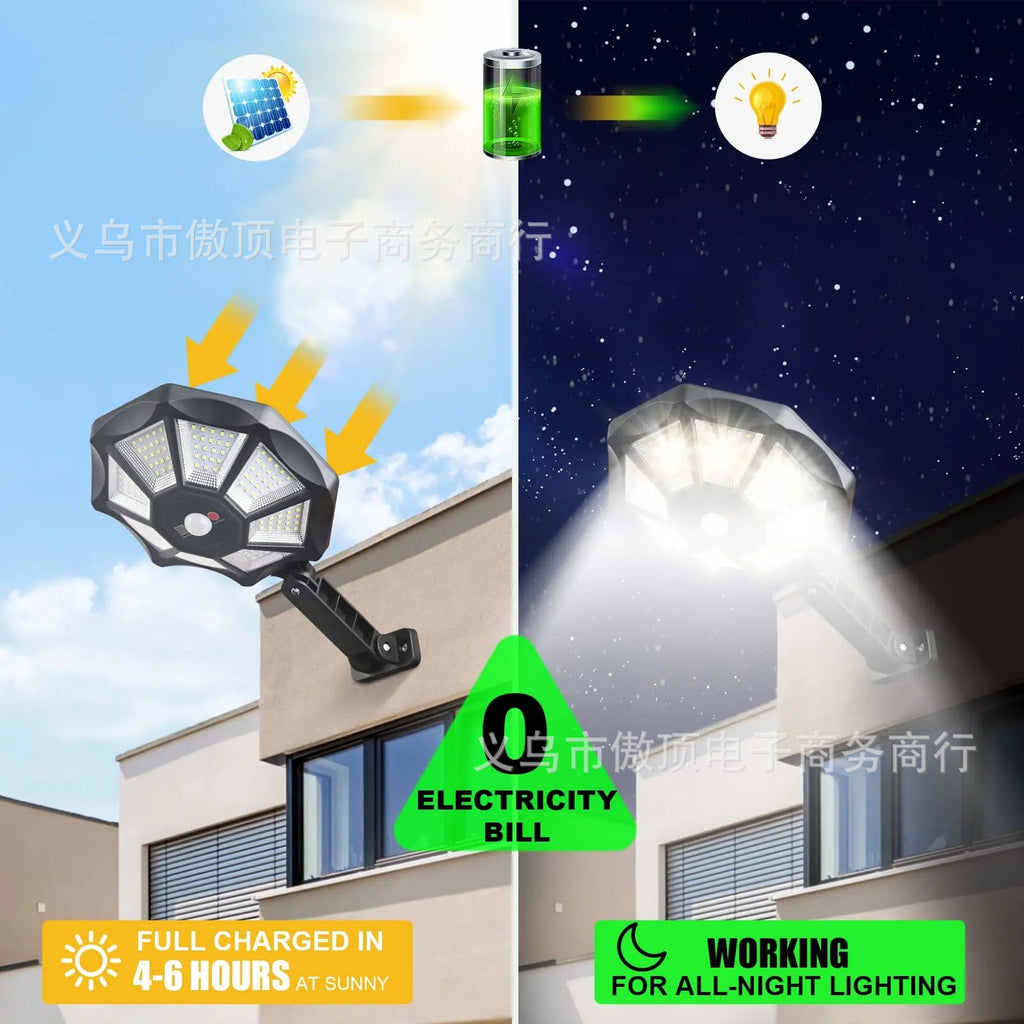New Solar Light Outdoor Courtyard Human Body Sensing Street Light Remote Control Wall Light Waterproof Garden Garage Light