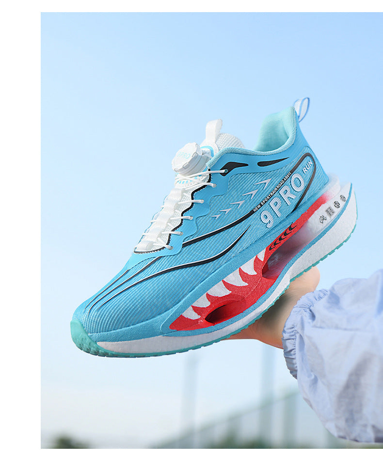 Autumn Winter New Double Mesh Thickened Knob Buckle Parent-Child Sports Shoes Real Explosive Carbon Plate Soft Sole Couple Running Shoes