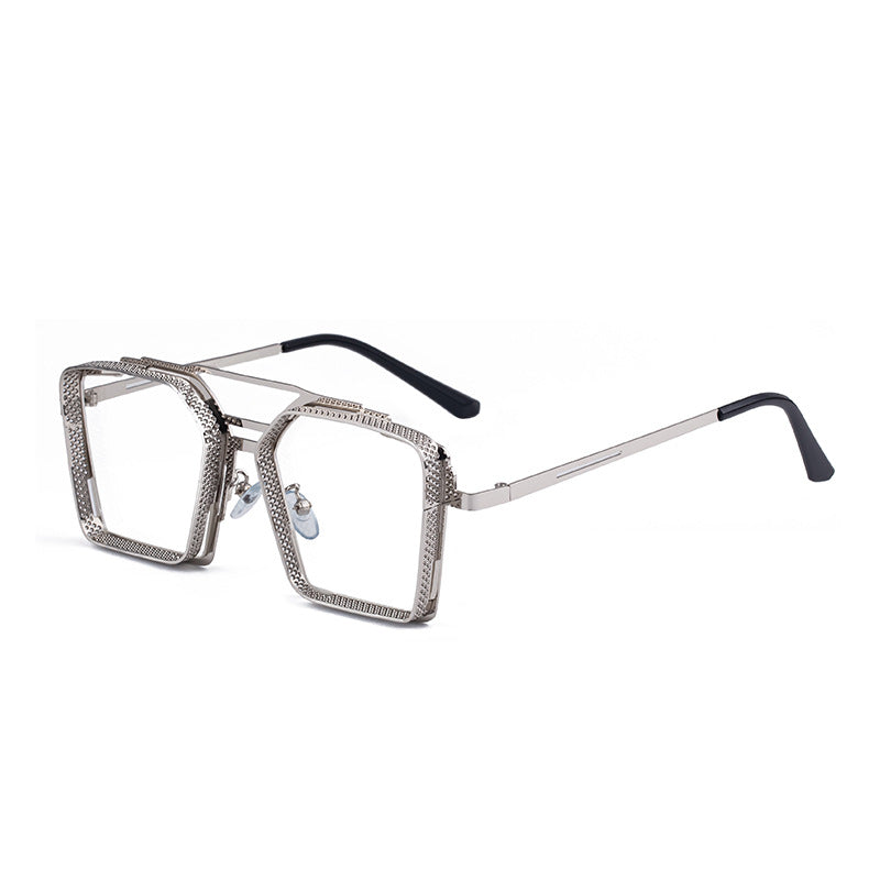 Vintage Steampunk Sunglasses for Men Metal Hollow Square Frame Sunglasses Men's Trendy Glasses sunglasses