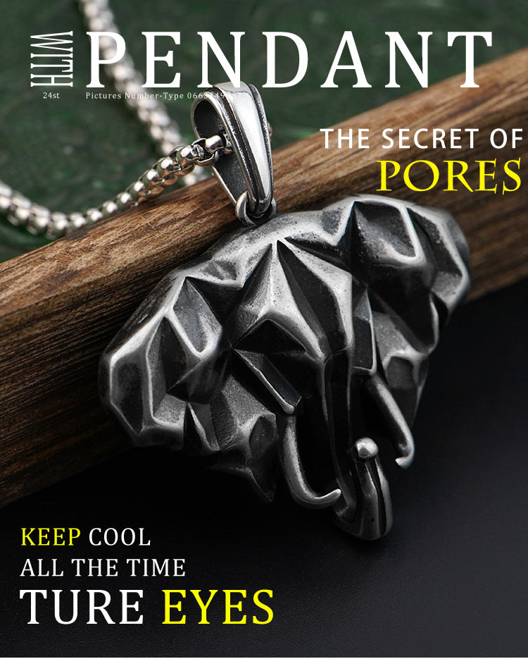 New Nordic Titanium Steel Elephant Pendant Necklace Trendy Punk Stainless Steel Vintage Necklace