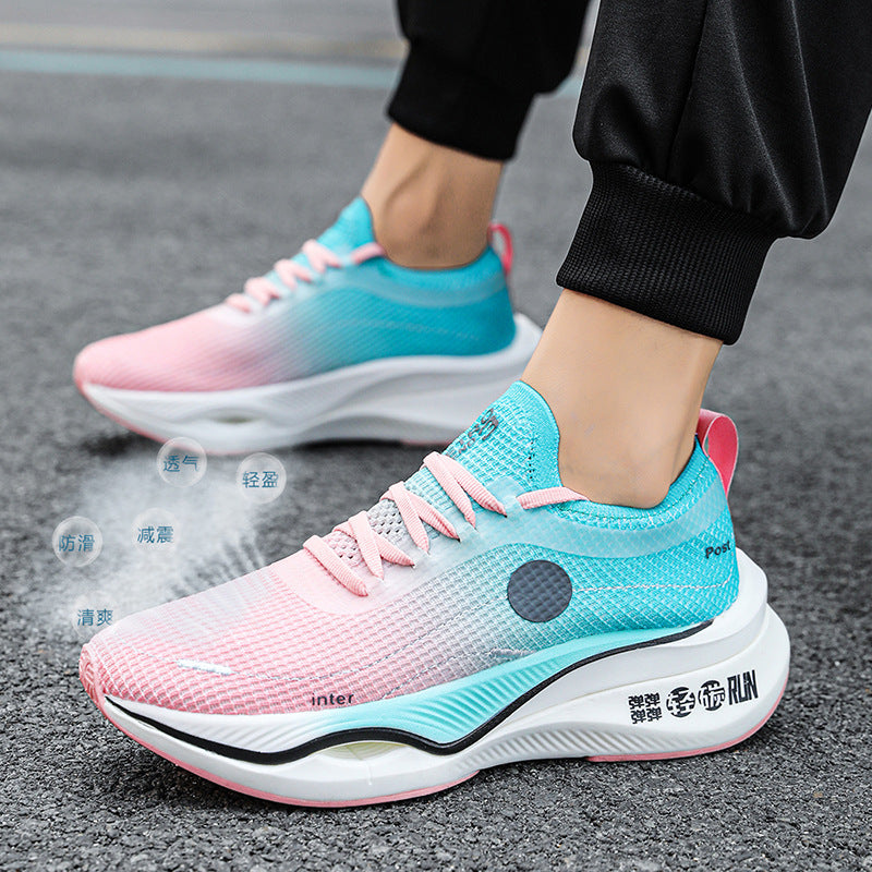 Summer Fly Electric Rebound Shock Absorption Running Shoes Men's Shoes Fly Weave Breathable Comfortable Physical Exam Training Marathon Sports Shoes