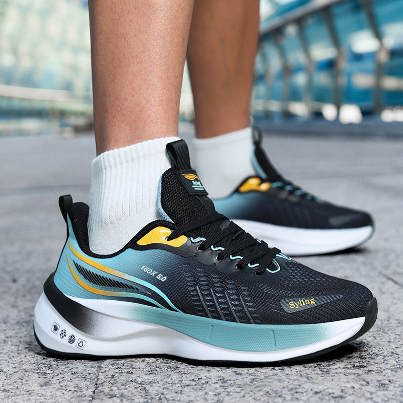 Carbon Plate Ultra-Light Jacquard Breathable Running Shoes Couple Style Sports Shock Absorption Body Test Student Outdoor Racing Men