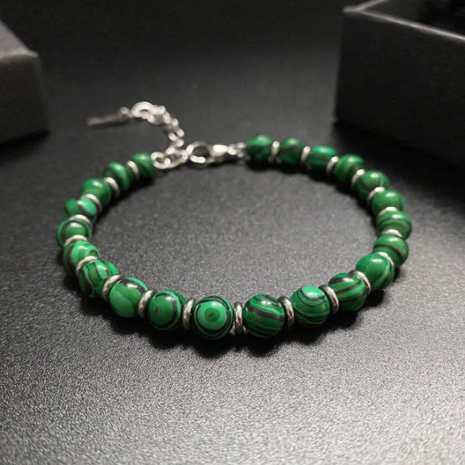 European and American Popular Natural Stone Beaded Bracelet Red Wood Grain Round Bead Stone Bracelet Wholesale