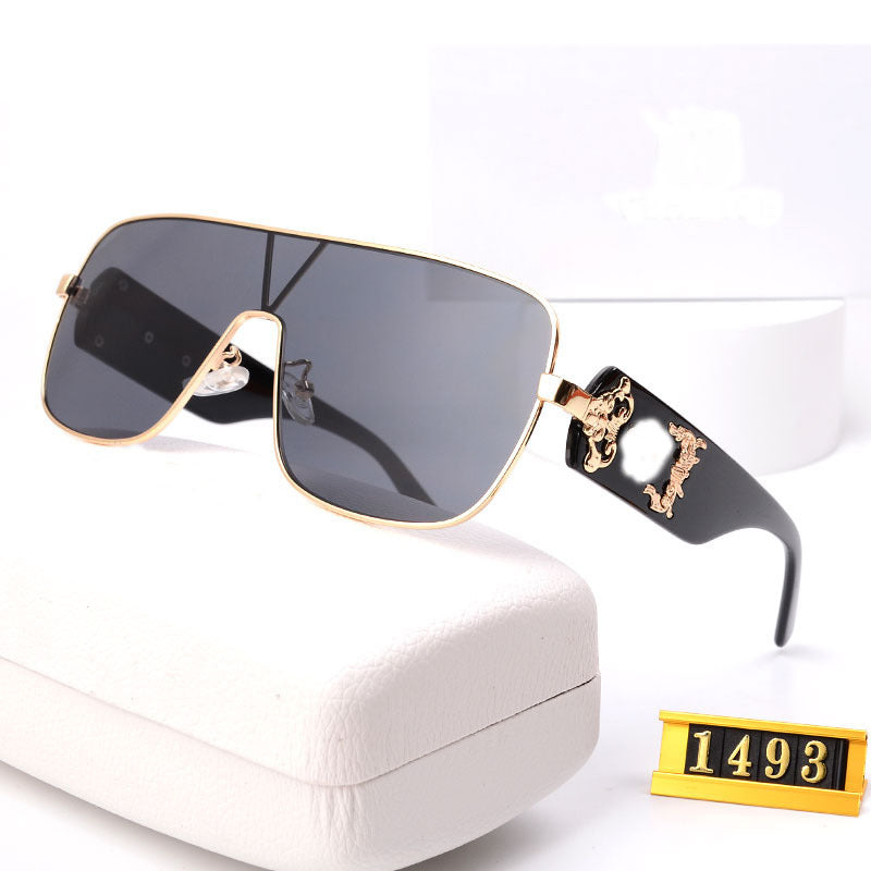 Europe and America Y2k Millennial Style Integrated Windproof Sunglasses for Women Fashion Large Curvature Diamond Inlaid Rimless Sunglasses for Women Wholesale