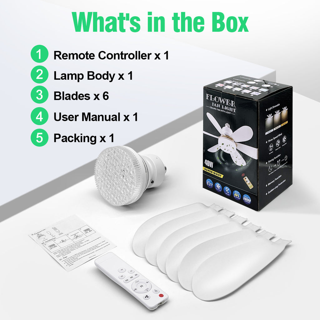 40W Crystal Fan Light Ceiling Fan Light Flower-Shaped Fan Light Living Room Ceiling Fan Light Simple Detachable Fan Blade Light Colorful