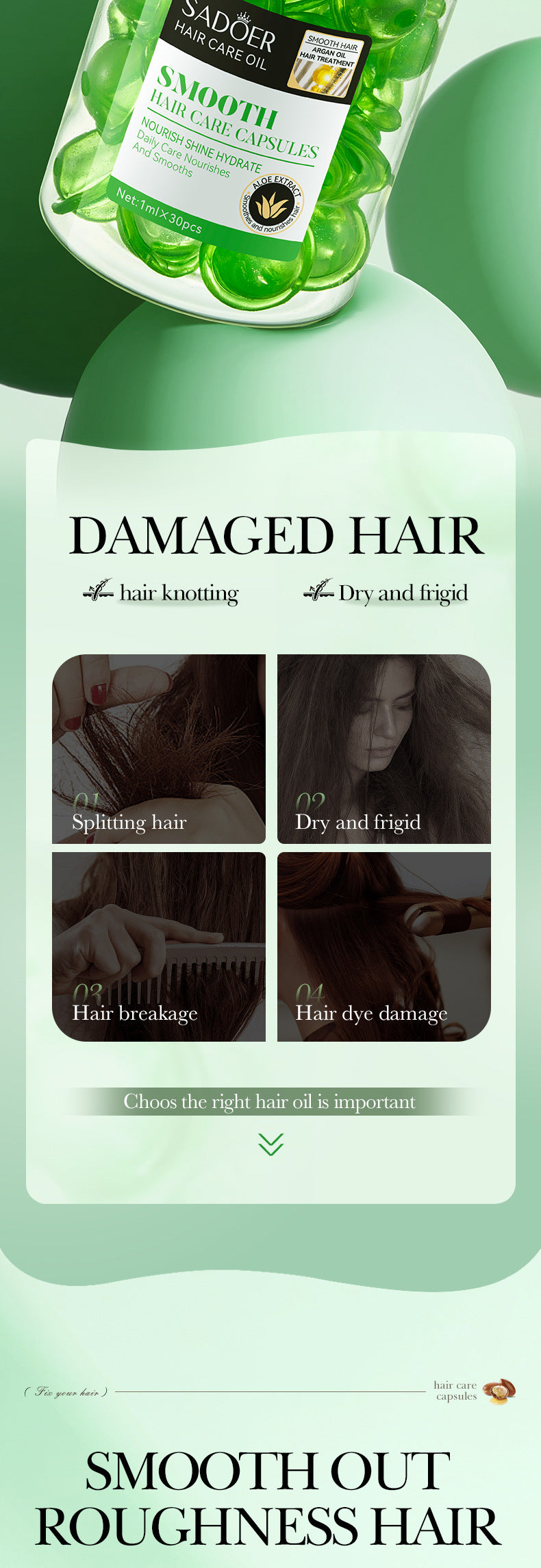 Full English Nut Oil Hair Care Capsules SADOER Improve Frizz Essential Oil Capsule Conditioner  Wholesale