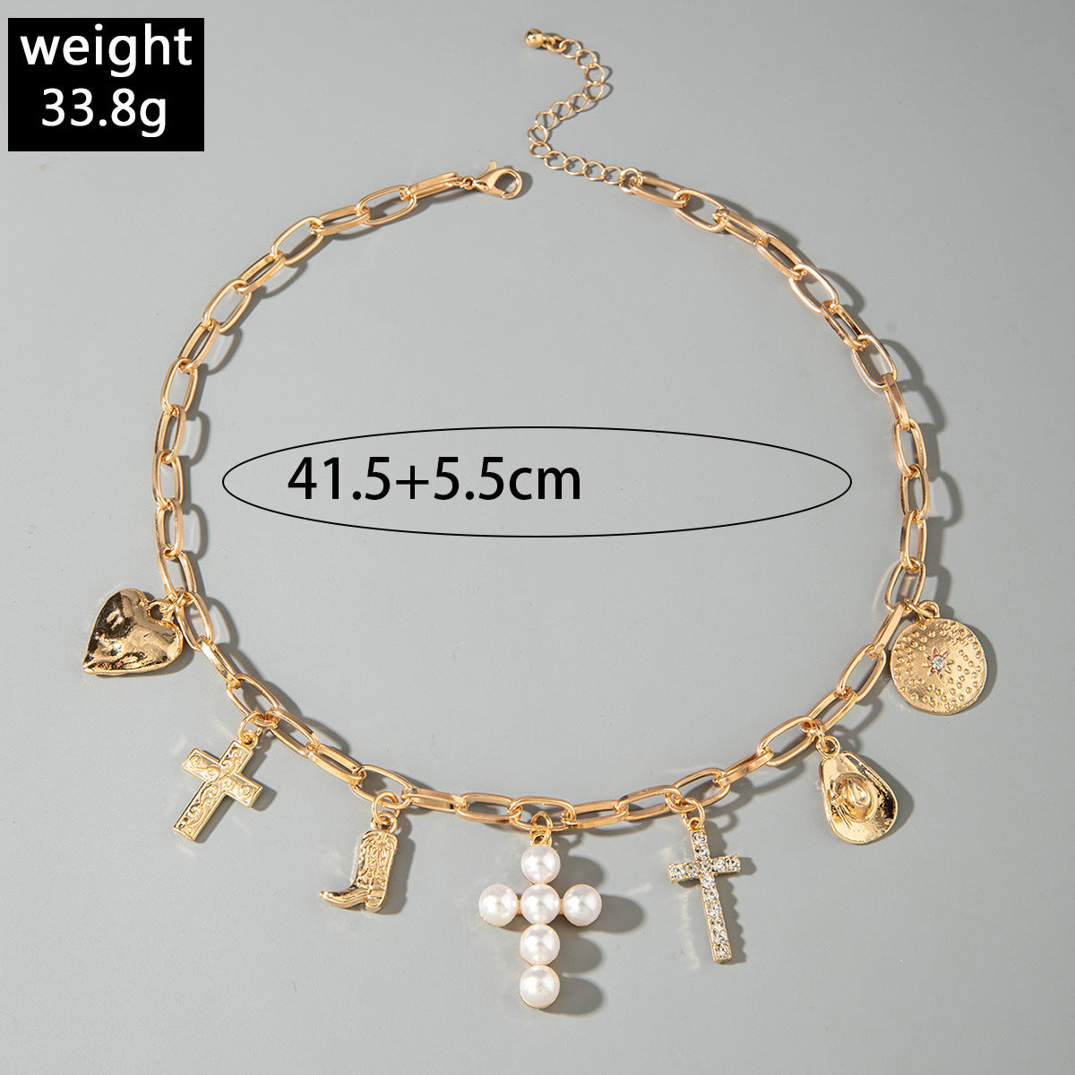 European and American Style Bohemian Western Cowboy Hat Pendant Exaggerated Necklace Cross Pendant Necklace