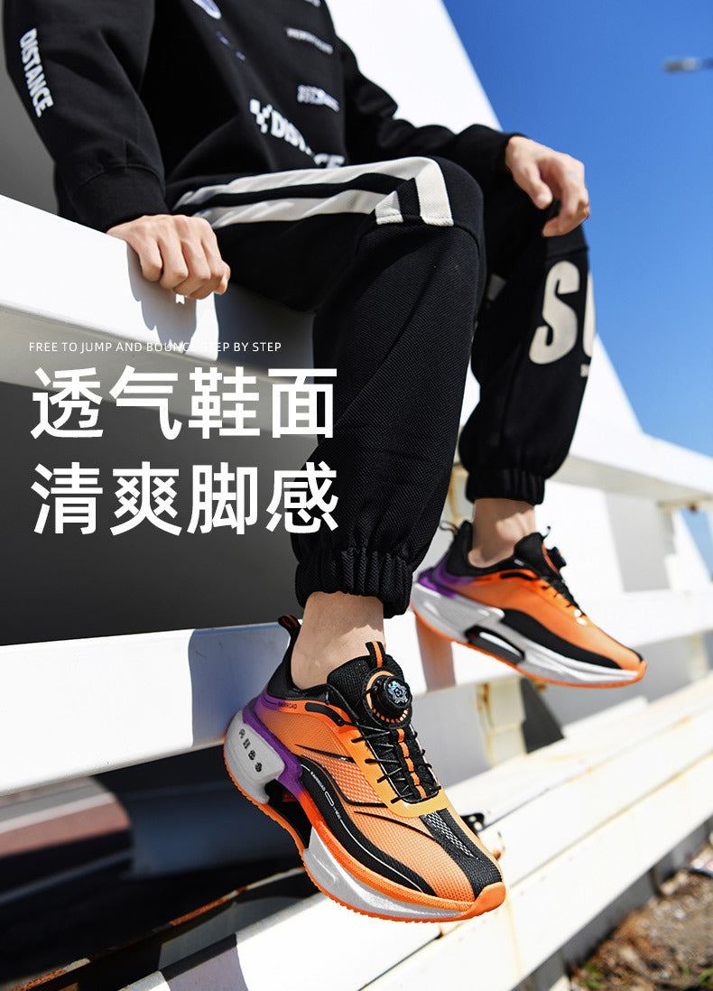 2025Men's and Women's Shock Absorption Breathable Non-Slip Sports Shoes Hollow Popcorn Carbon Plate Soft Sole Running Shoes Breathable Shock Absorption