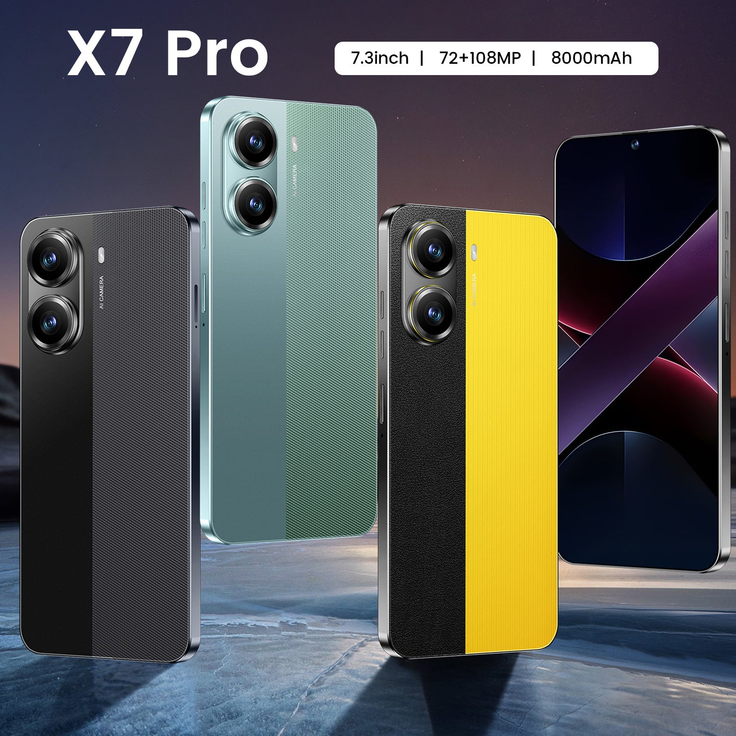 New AliExpress Hot-Selling Mobile Phones X7 Pro Android16+1T Intelligence5G Mobile Phone7.3HD Large Screen