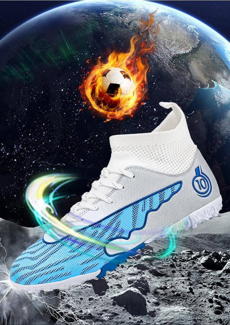 New Professional Football Shoes Boys High Top Youth Students Competition Training AG Long Spike Broken Spike Sneakers