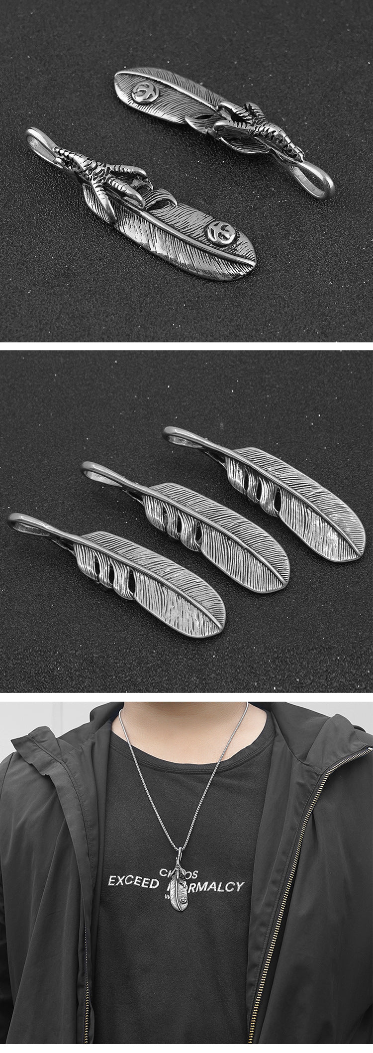 European and American Retro Men's Stainless Steel Pendant Trendy Men's Domineering Steel Pendant Takao Goro Big Claw Pendant