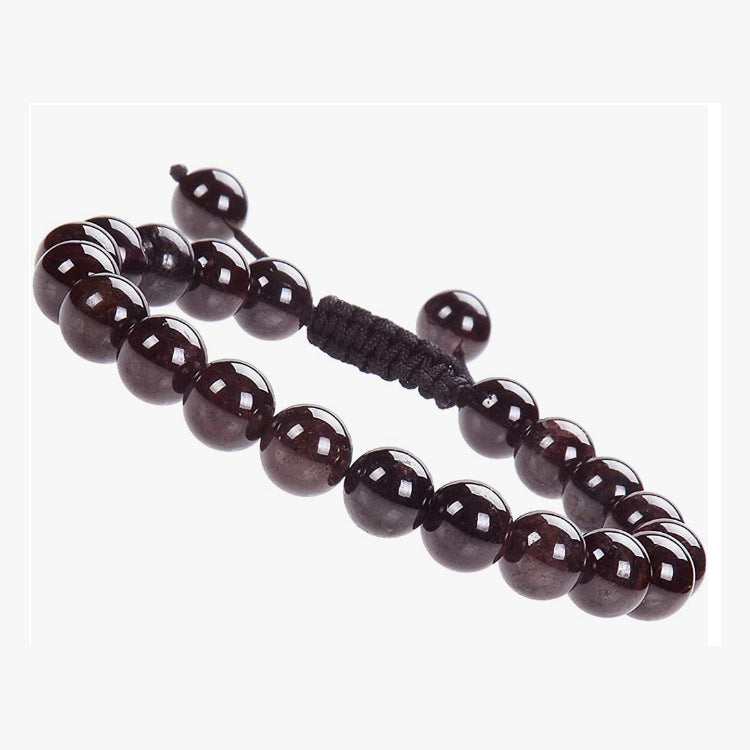 Blue Tiger Eye Stone Bracelet Single Circle Natural Stone Beaded Bracelet Volcanic Stone White Pine Chicken Wing Wood Long Bracelet