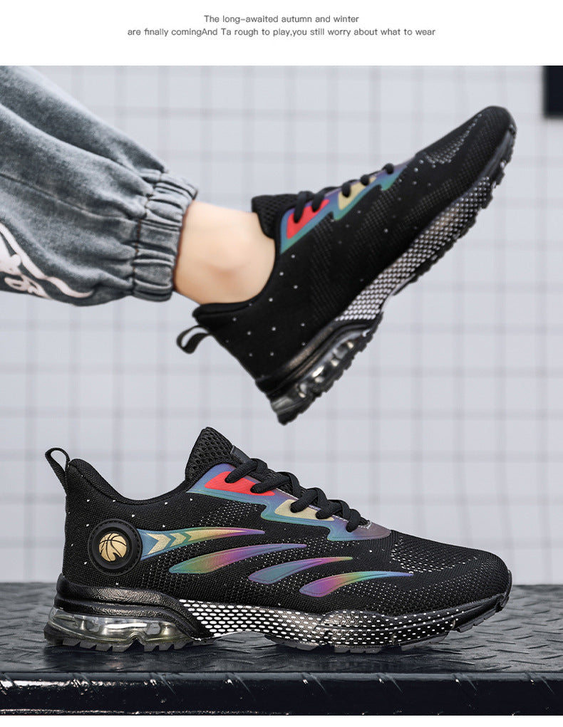 Men's Sports Casual Shoes Marathon Extra Large Size Cushion Shoes Flyknit Four Seasons Rubber Wear-resistant Non-slip Sports Shoes