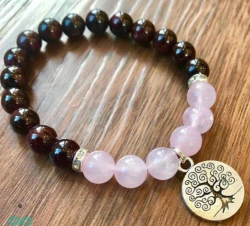 108Pink Quartz Bracelet Lotus Lucky Tree Pendant Labradorite Braided Bracelet Agate Tiger Eye Elastic Bracelet