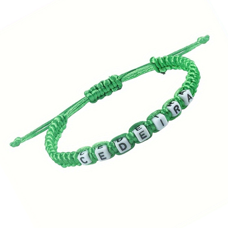 Hand-woven Colorful Bracelet for Women, Stretchable Gift Bracelet CEDEIRA Acrylic Letter Woven Bracelet