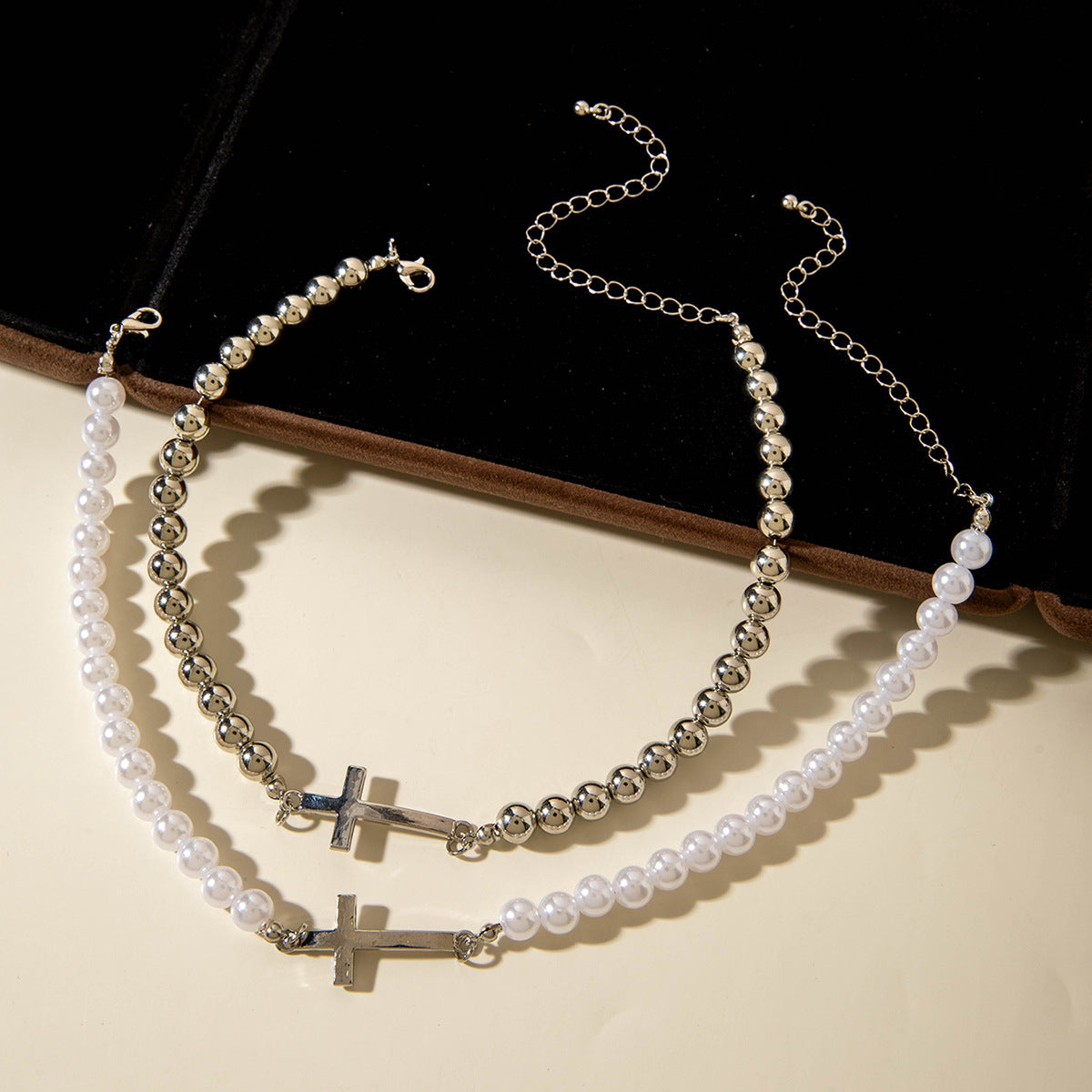 European and American Ornament  Simple Versatile Japanese and Korean Fresh Style Beaded Sugar Cube Round Bead Pearl Necklace Wholesale