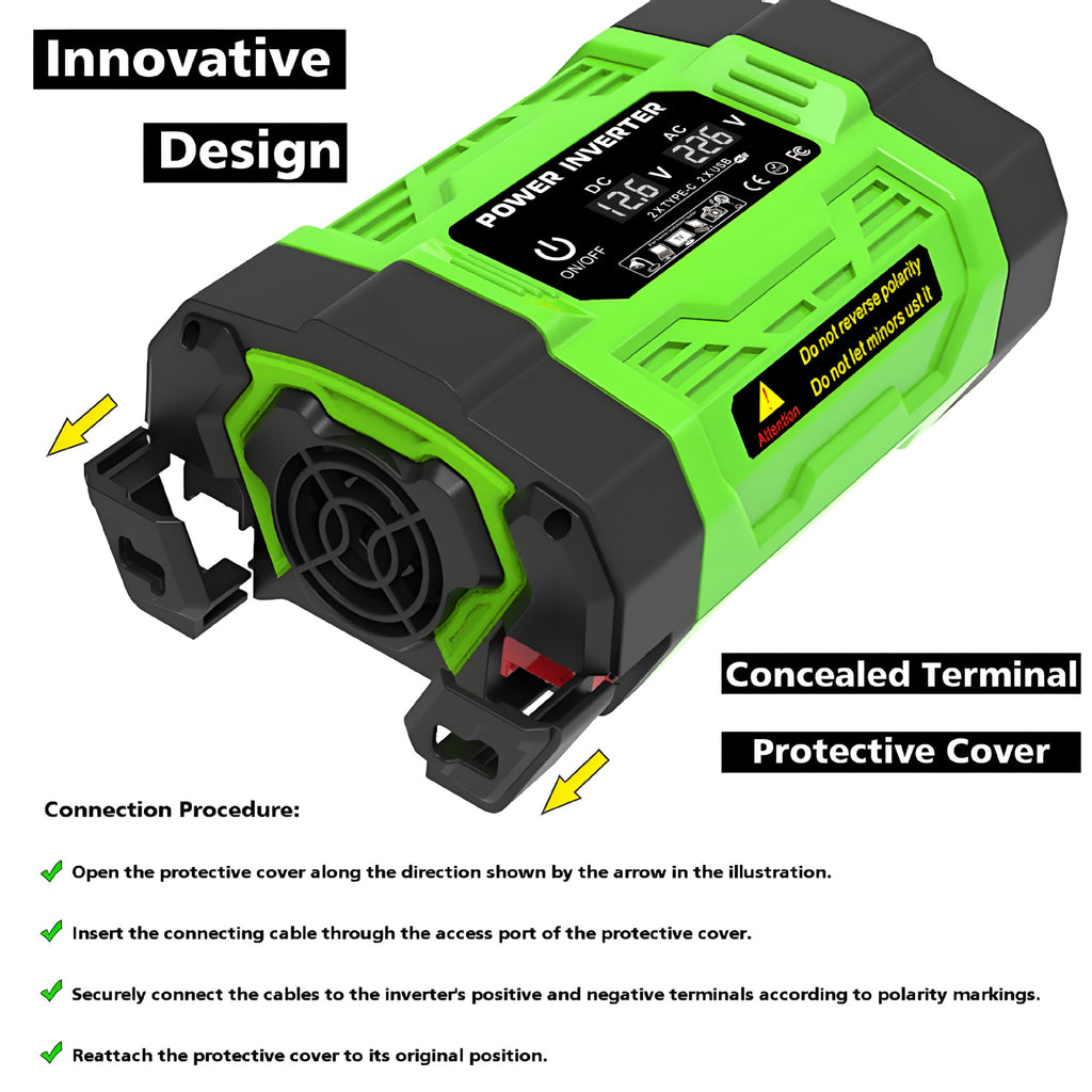 European Standard Socket Car Inverter200W 300W 600W12V Turn220V Dual Socket Dual USB Double Type-C