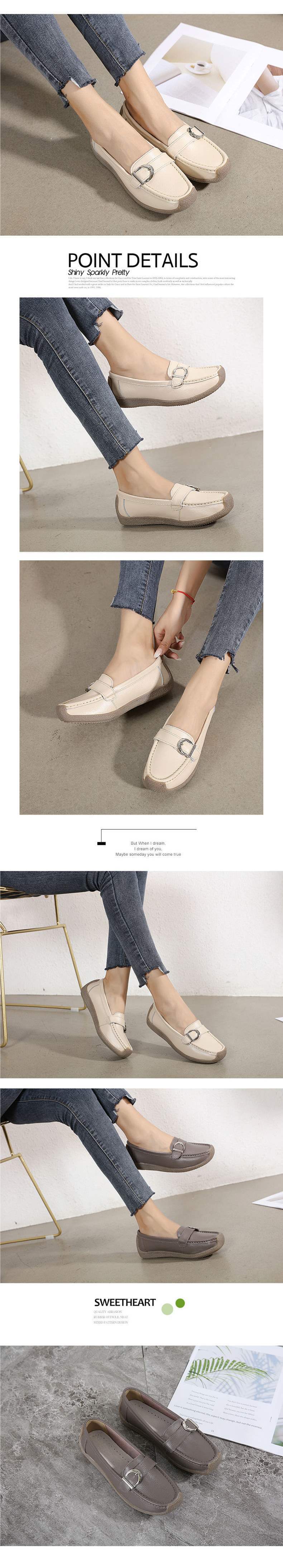 Genuine Leather Cowhide Sole Deep Mouth Women's Shoes Soft Sole Mom Shoes Nurse Shoes Flat Loafers Women's Non-Slip Maternity Flats