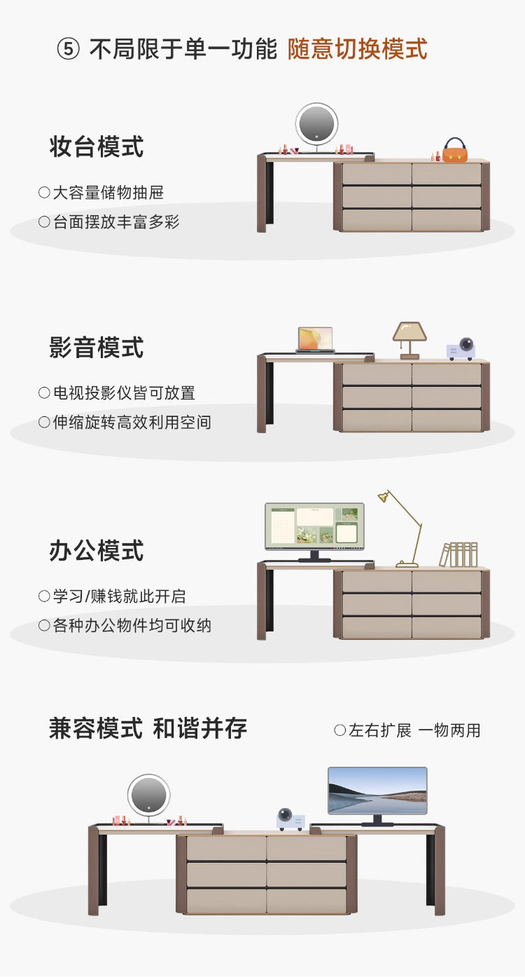 Multi-layer Solid Wood Rock Board Dressing Table Bedside Table Integrated Designer Bedroom Modern Minimalist High-grade Gray Makeup Table