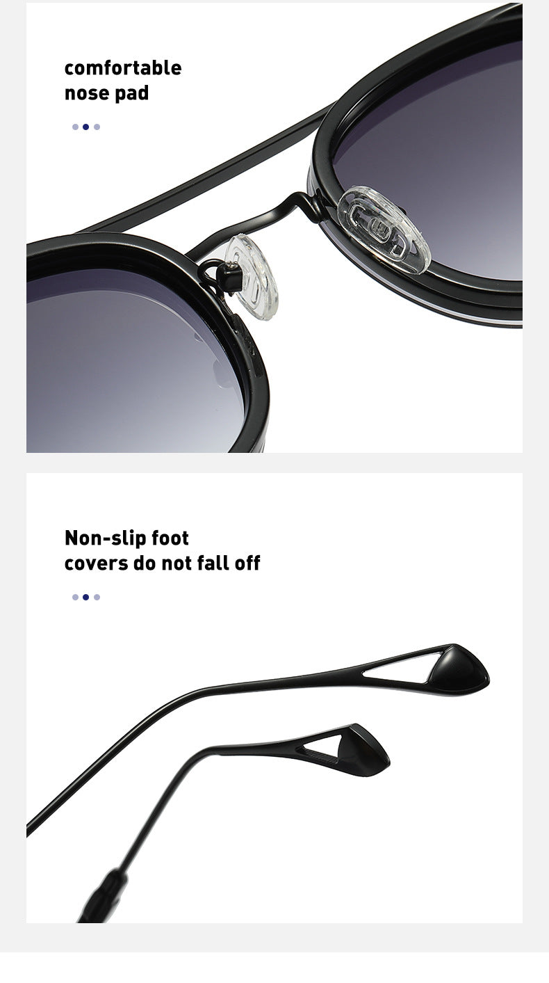 European and American Retro Oval Frame Sunglasses for Men, Side Wrap Small Frame Sunglasses for Women, Trendy Glasses Wholesale shades