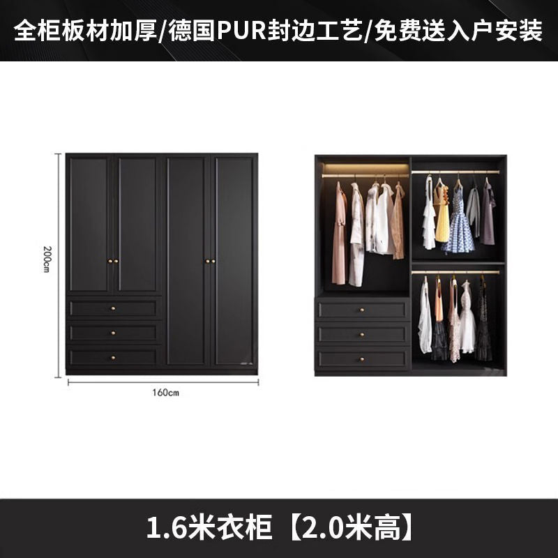Vintage Style Wardrobe Black Cabinet Wardrobe for Home Bedroom Small Apartment Modern Simple Side Cabinet Top Cabinet Furniture Wardrobe