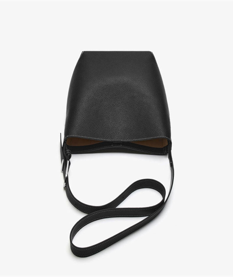 Genuine Leather Women's Bag Fashion Single Shoulder Crossbody New Hot Style High-end Korean Trend Versatile Large Capacity Commuter Bucket Bag