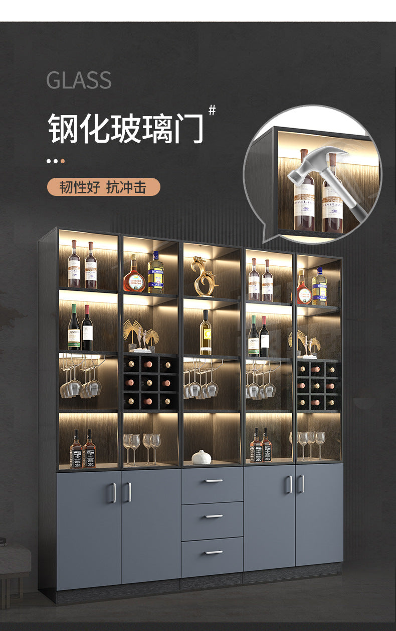 Apartment Wall-Mounted Sideboard Double-Door Wine Rack Storage Cabinet for Hotel Projects and Home Use LED Wine Cabinet
