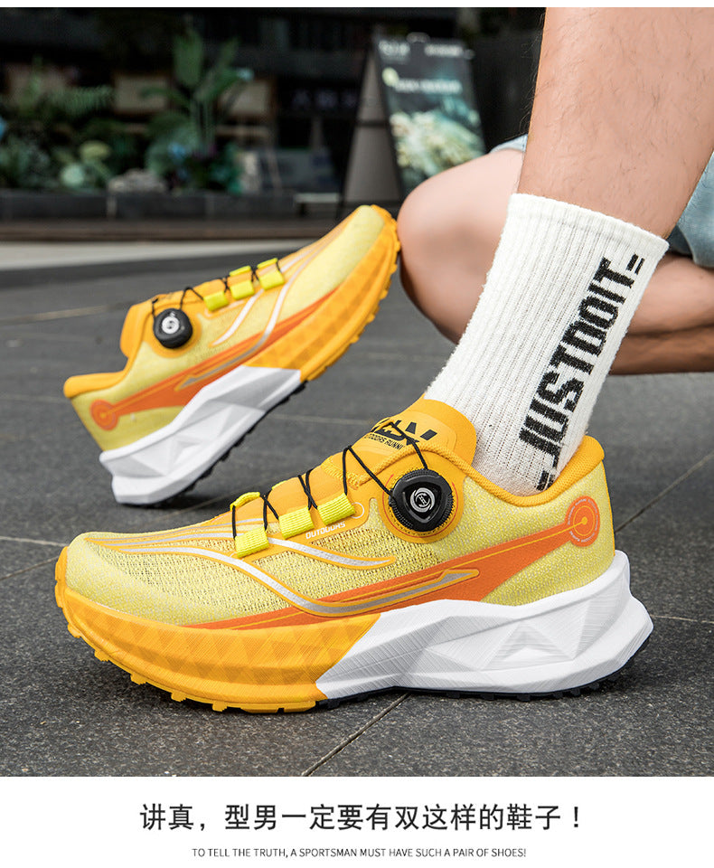 Full Palm Carbon Plate Sports Running Shoes Double Layer Popcorn Outdoor Trail Running Shoes Marathon Men's and Women's Shoes