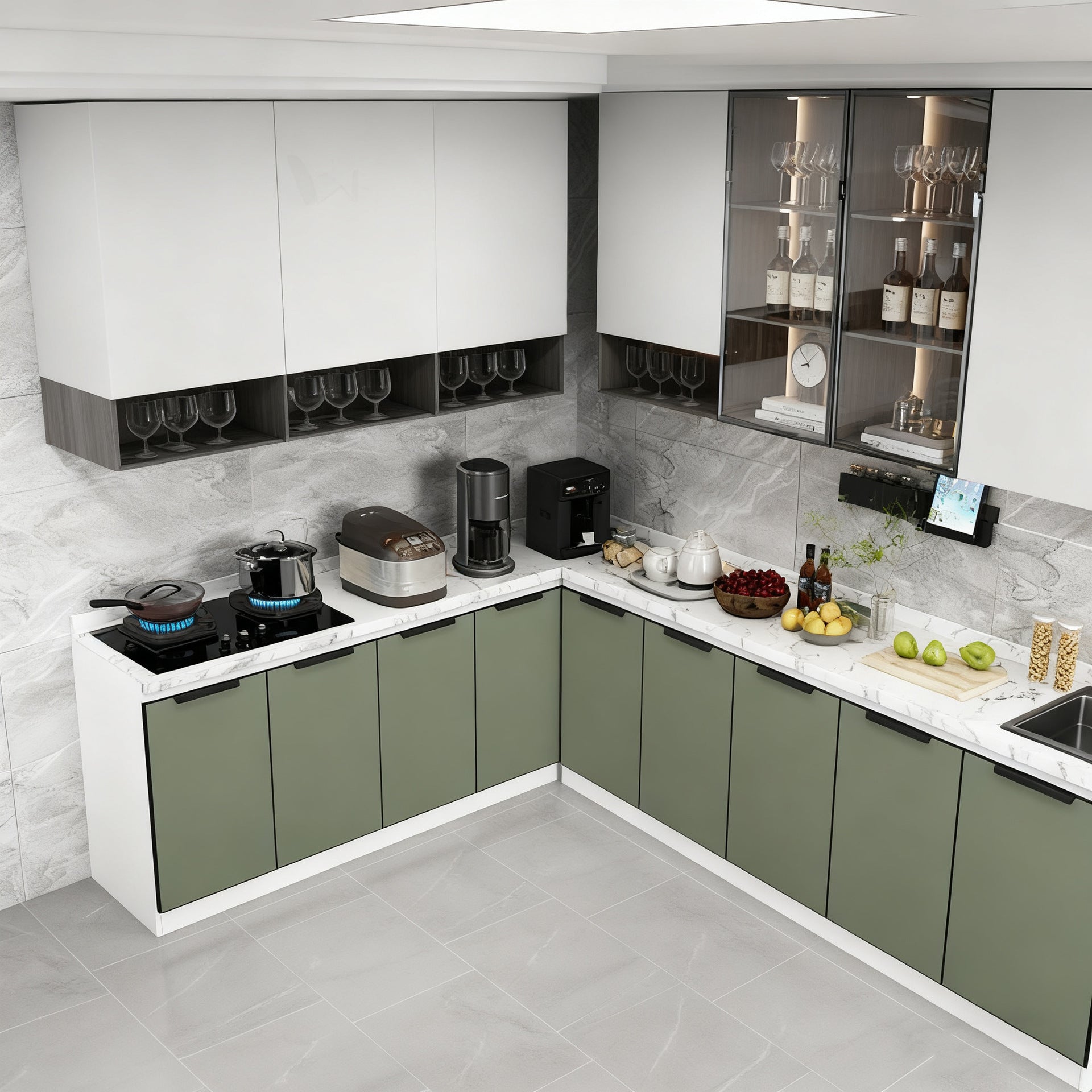 Custom Whole House Aluminum Alloy Kitchen Integrated Cabinets Wall Cabinets Integrated Home Assembly Moisture-Proof Durable Factory