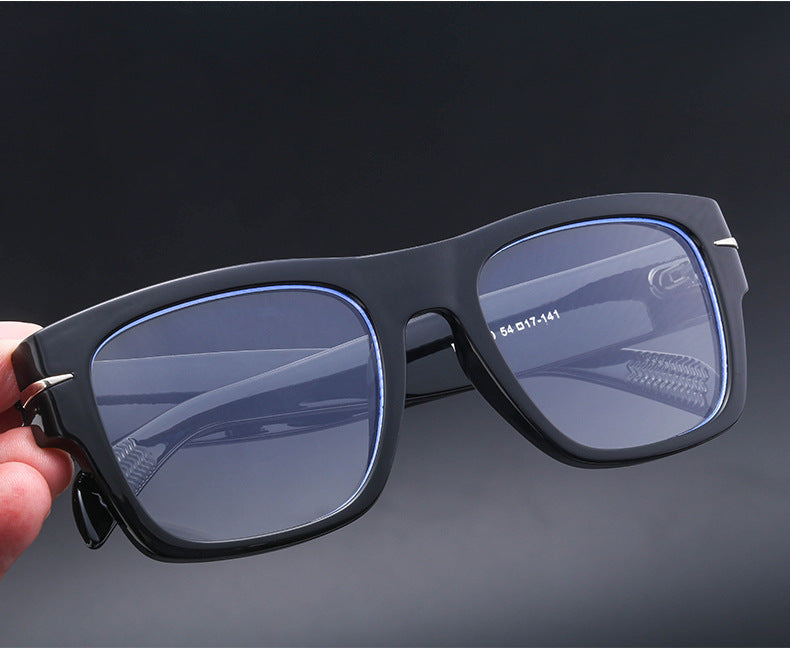 David's Retro Sunglasses for Men, European and American Style, Fashionable Trendy Square Frame Sunglasses, High-End Full Frame Glasses for Men