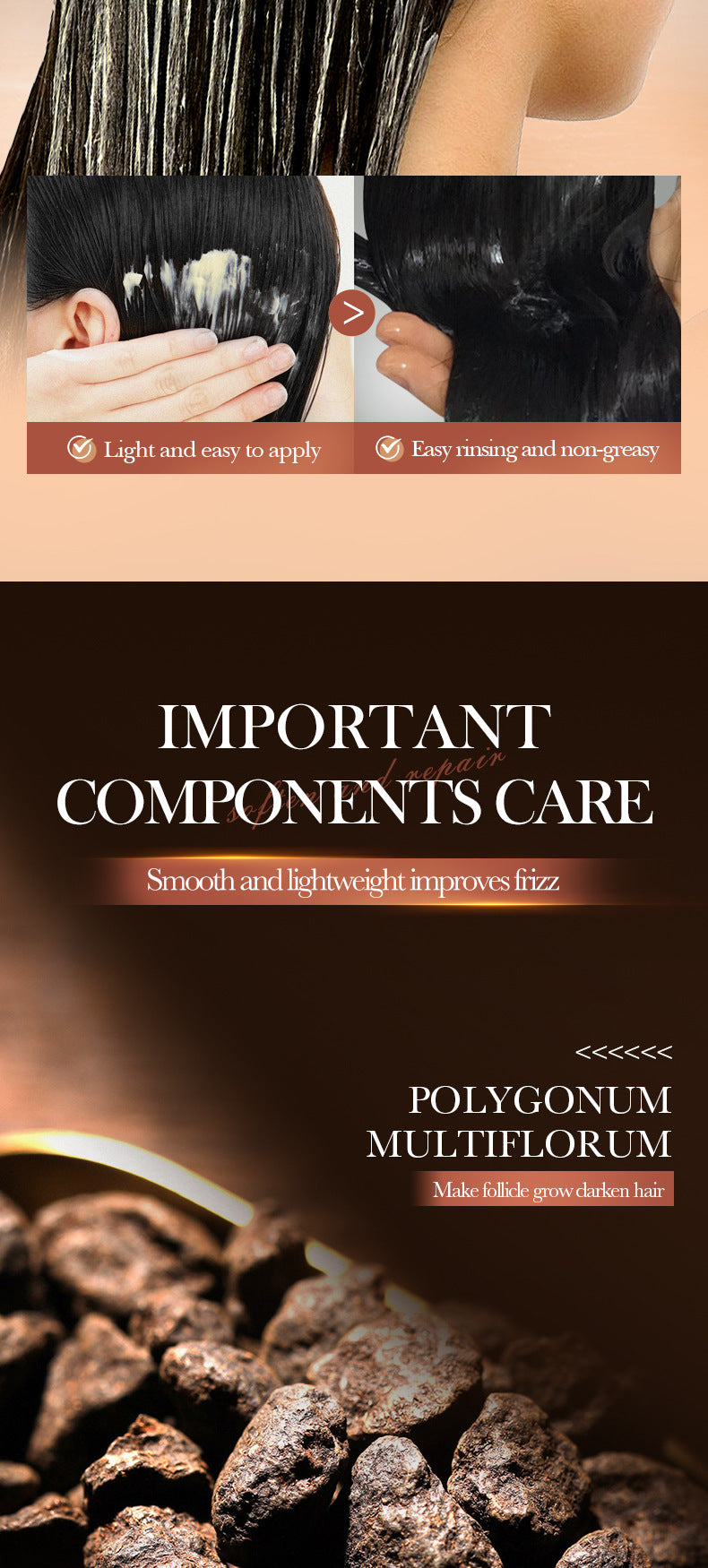 Full English Ginseng and Polygonum Multiflorum Hair Mask SADOER Nourishing Anti-Breakage Smooth Voluminous Hair Mask  Wholesale