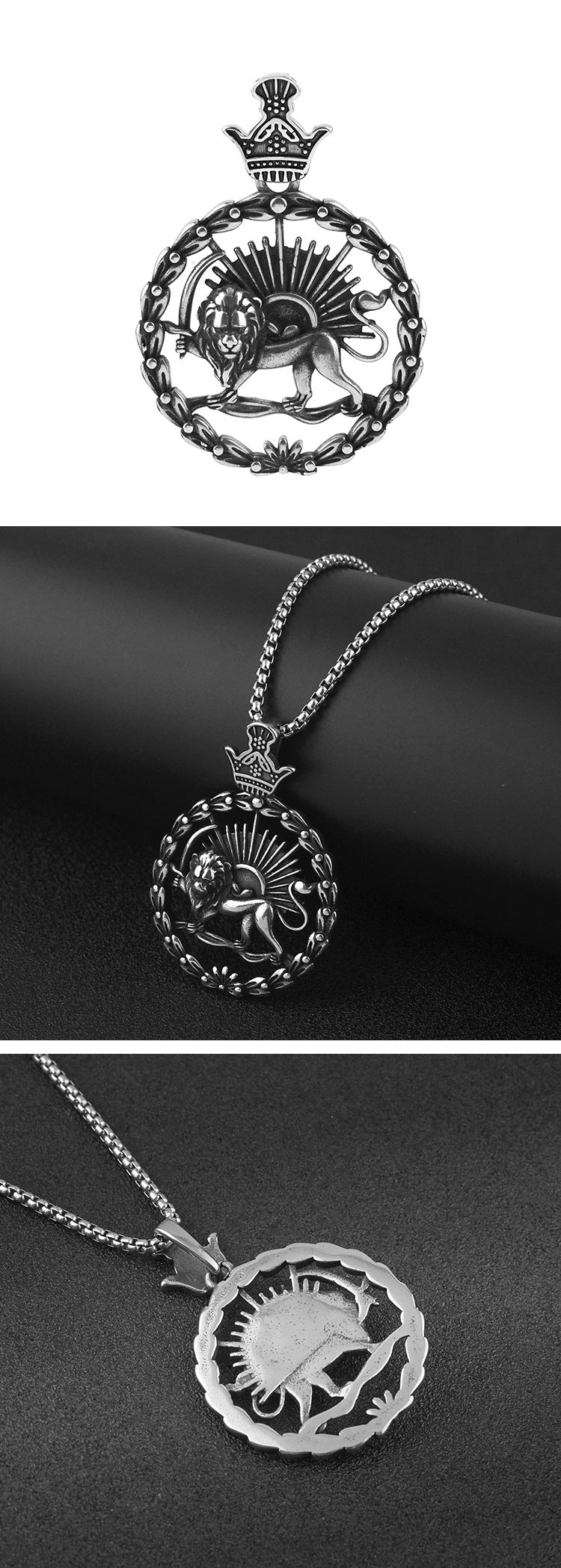 New Vintage Style Retro Stainless Steel Lion Pendant Men's Niche Titanium Steel Necklace Accessories Factory Wholesale