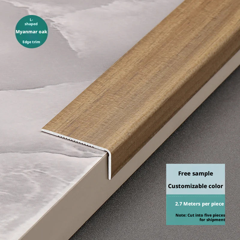 Aluminum alloy wood grain L Wooden flooring trim edge strip corner protector7Right-angle edge trim with buckle strips for threshold decoration