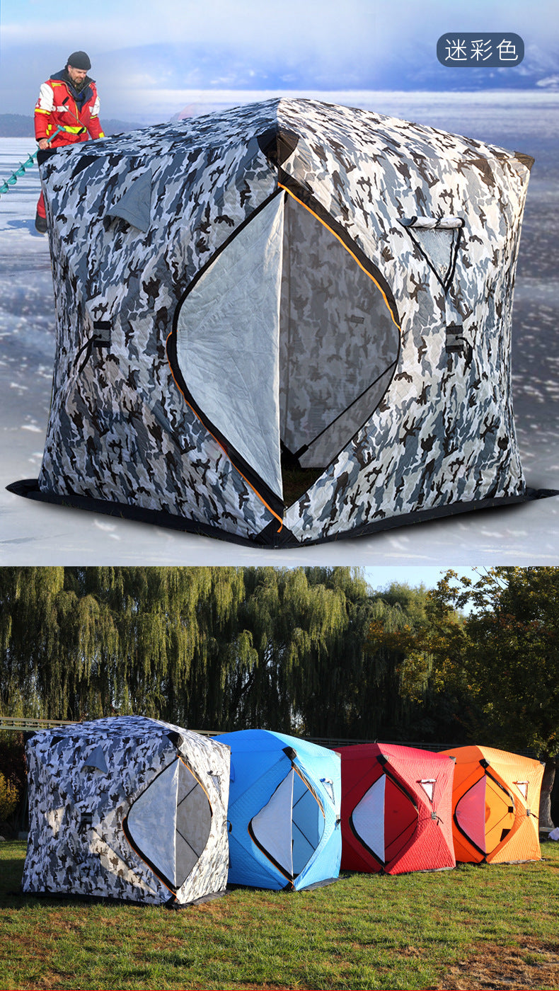 Cold-Proof Multi-Person Snow Fishing House Easy-to-Carry Sauna Winter Fishing Tent Outdoor Winter Fishing Cotton Fabric Warm Ice Fishing Tent