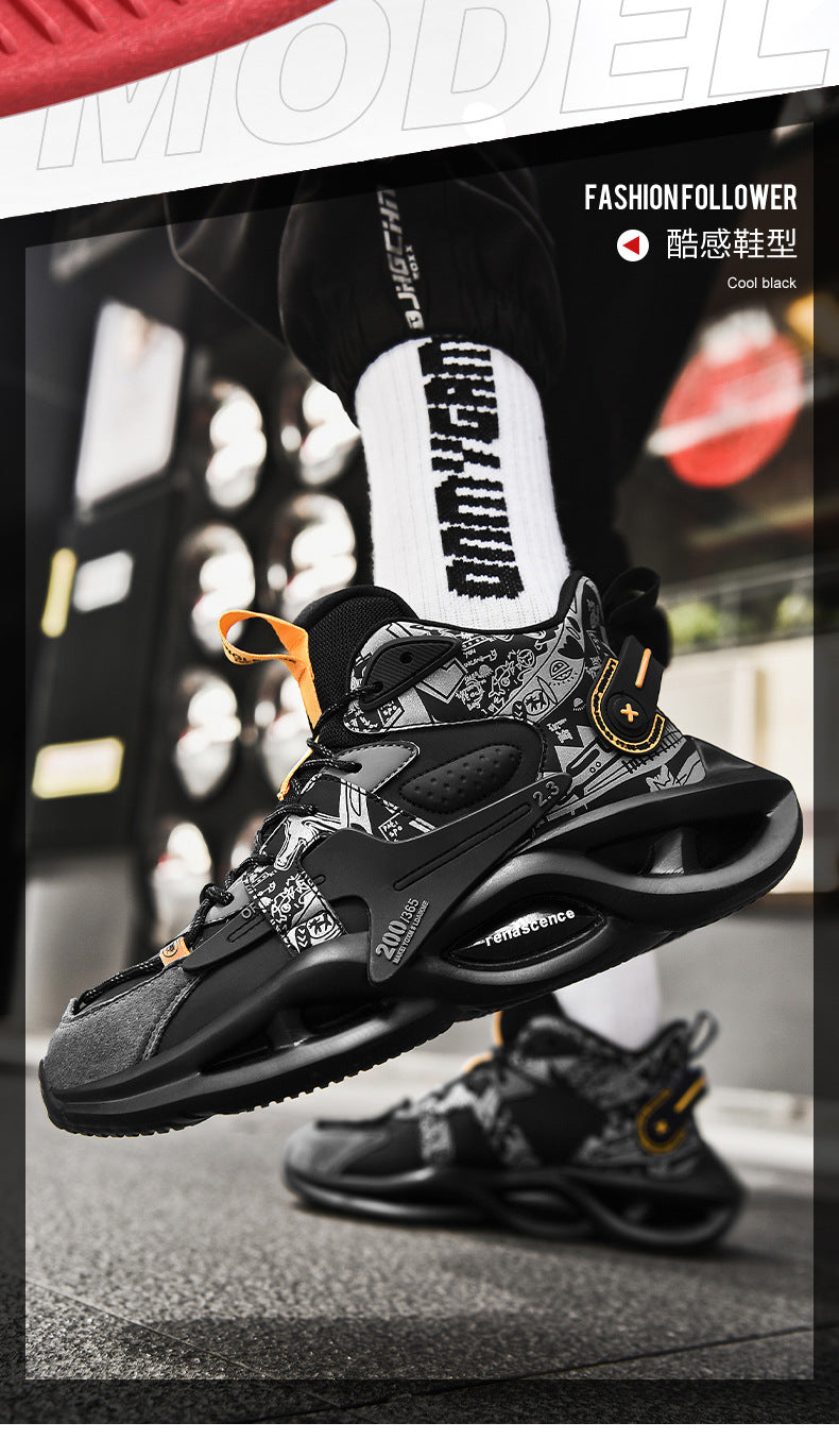 High-top Dad Shoes Men's Sports Shoes Youth Thick-soled Height-increasing Comfortable Basketball Shoes Trendy Brand Lightweight Comfortable