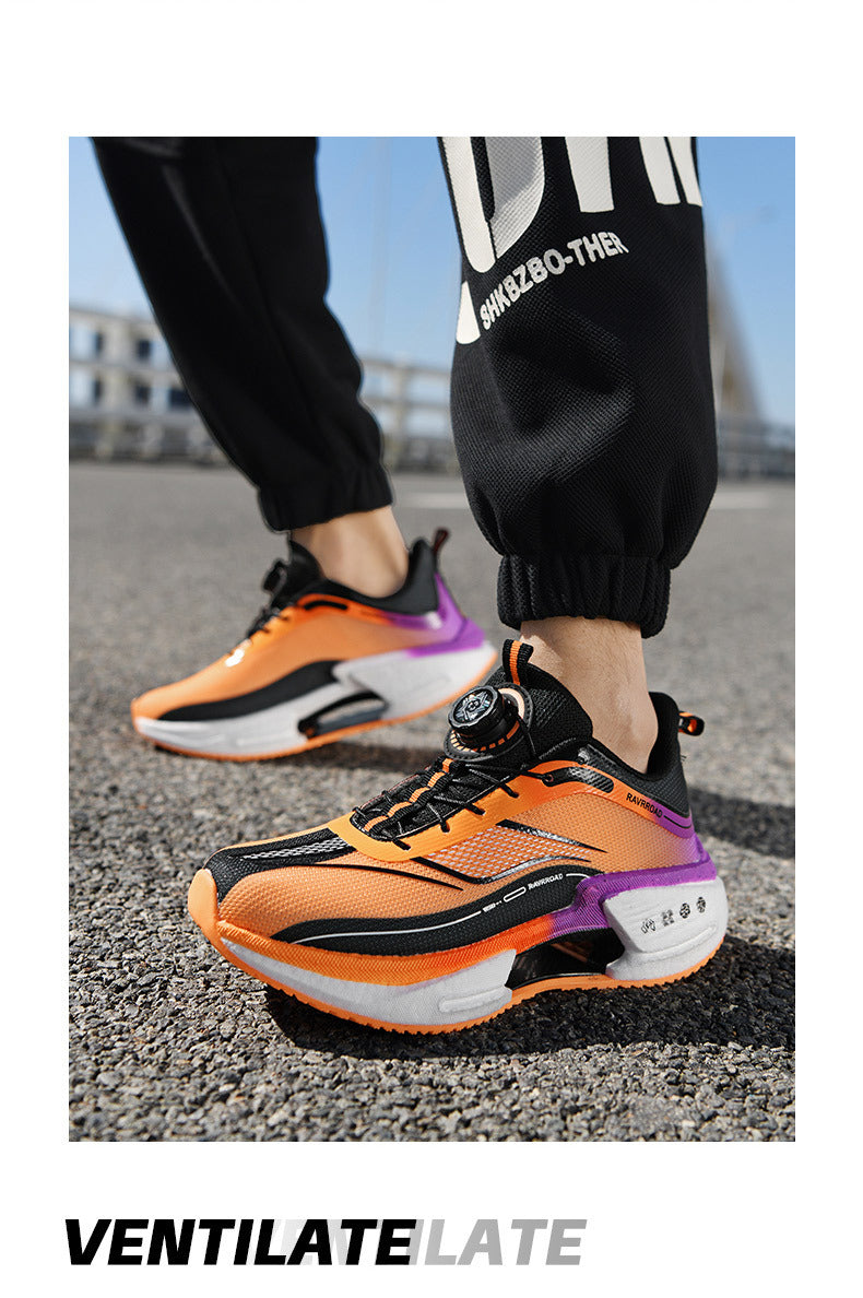 2025Men's and Women's Shock Absorption Breathable Non-Slip Sports Shoes Hollow Popcorn Carbon Plate Soft Sole Running Shoes Breathable Shock Absorption