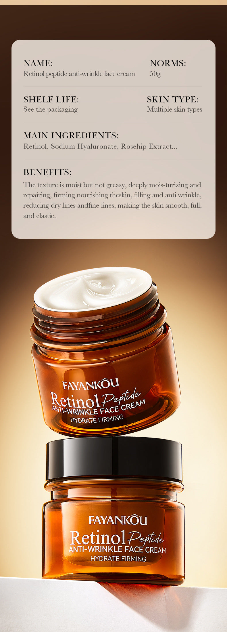 Full English Retinol Peptide Skincare Series  FAYANKOU Amino Acid Facial Cleanser  Wholesale