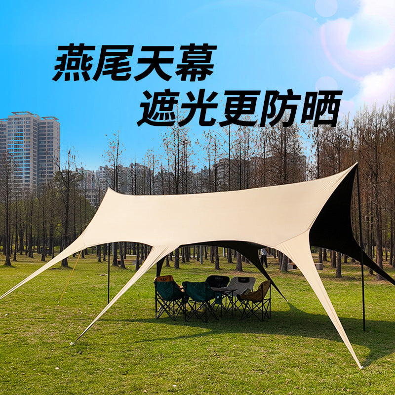 Swallowtail Canopy Black Glue Sunshade Tent Outdoor Sunshade Shelter No Setup Camping Gear Butterfly Canopy