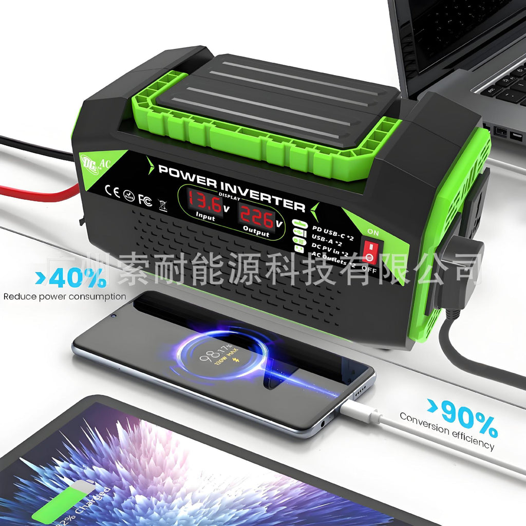 European Standard Socket Car Inverter300W/500W12V Turn220V/230V With dual display/USB/Type-C