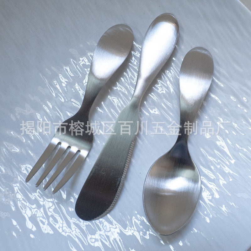 1-5Recommended for One-Year-Olds: Short Wide-Handle Toddler Spoon for Kindergarten, Milk Powder, Dessert Spoon, and Fork304Stainless Steel Dinner Knife