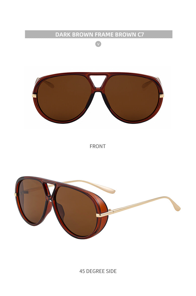 2025New European and American Style Toad Sunglasses for Men, Double Bridge Aviator Glasses, Outdoor Sun Protection Sunglasses for Men